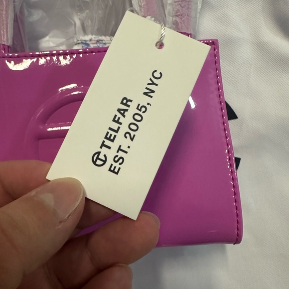 Telfar Small Shopping Bag in Pink Patent - Picture 9 of 14